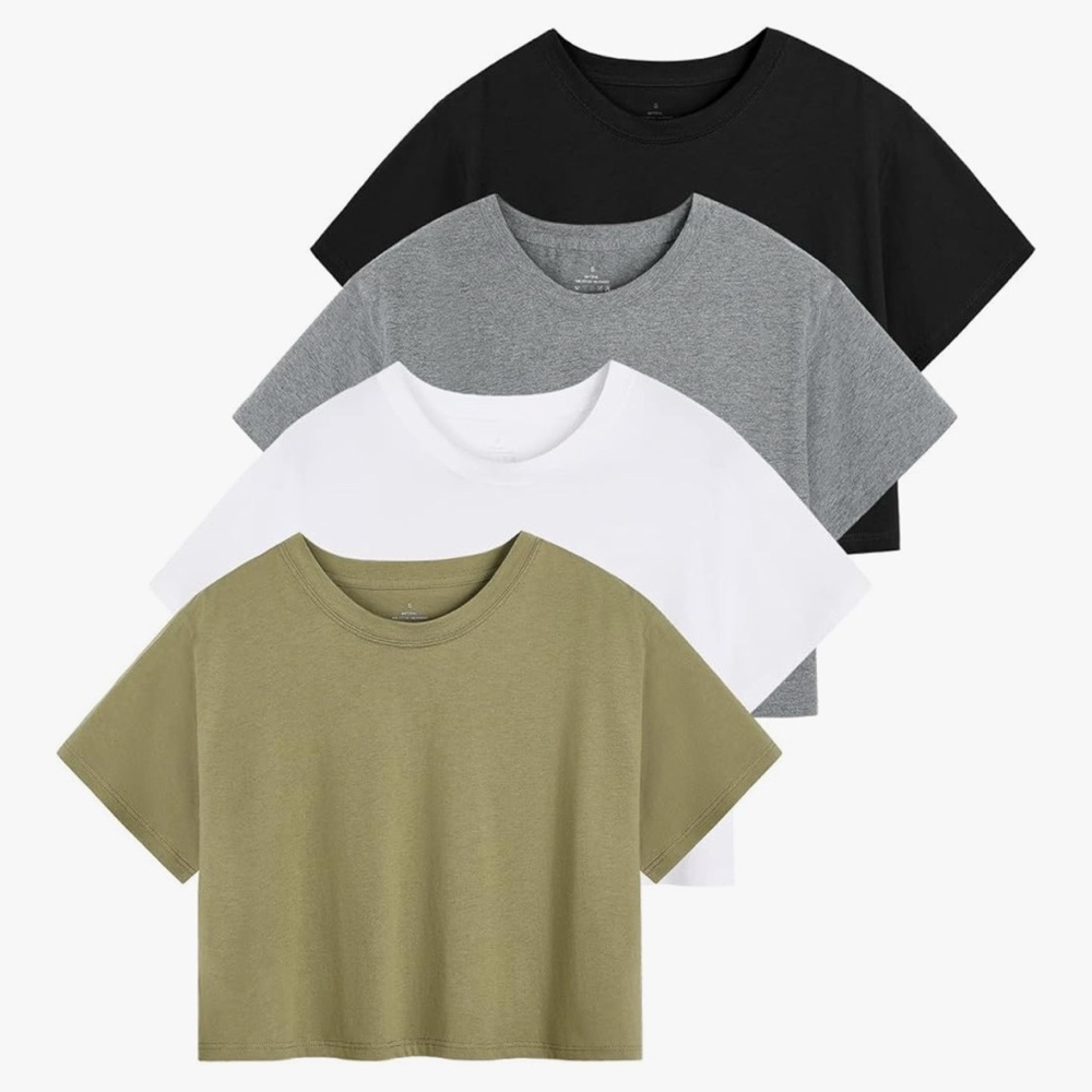 Everyday Women's Short Sleeve Tee - Olive, White, Gray, Black (4-Pack)